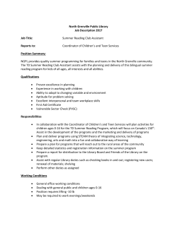 North Grenville Public Library Job Description 2017 Job Title