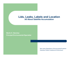 Lids, Leaks, Labels and Location