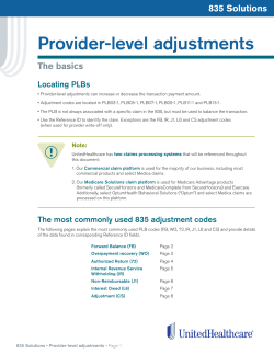 Provider-level adjustments - UnitedHealthcareOnline.com
