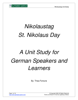 Nikolaustag St. Nikolaus Day A Unit Study for German