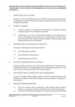 IHS - Pasteurised egg and products containing pasteurised