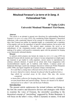 Mouloud Feraoun`s La terre et le Sang. A Fictionalized