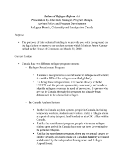 Balanced Refugee Reform Act Presentation by John Butt, Manager