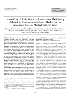 Evaluation of Indicators of Cobalamin Deficiency Defined as
