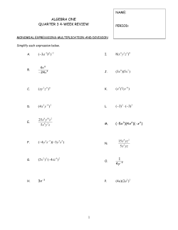 1 ALGEBRA ONE QUARTER 3 4-WEEK REVIEW 3(