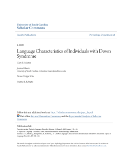Language Characteristics of Individuals with Down Syndrome