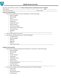 MGHfC Autism Care Plan