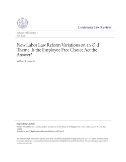 New Labor Law Reform Variations on an Old Theme: Is the