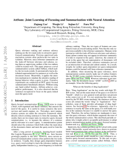 AttSum: Joint Learning of Focusing and Summarization with Neural
