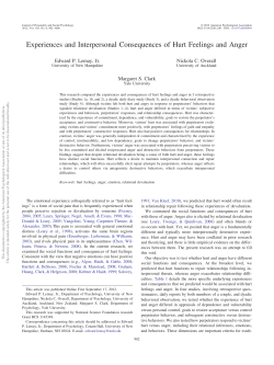Experiences and Interpersonal Consequences of Hurt Feelings and