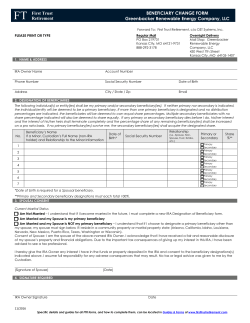 FT First Trust BENEFICIARY CHANGE FORM Retirement