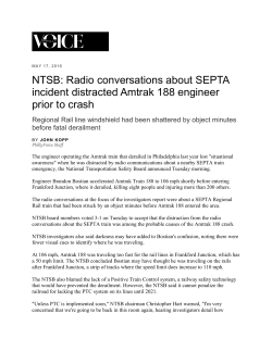 NTSB: Radio conversations about SEPTA incident distracted Amtrak