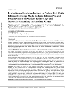 Evaluation of Leukoreduction in Packed Cell Units Filtered by Home
