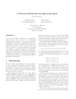 A Practical Method for the Sparse Resultant Abstract 1 Introduction