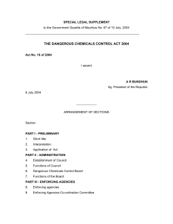 Dangerous Chemicals Control Act 2004
