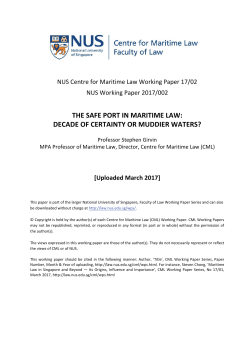 THE SAFE PORT IN MARITIME LAW: DECADE OF CERTAINTY OR