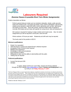 Labourers Required - City of Niagara Falls