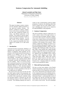 Sentence Compression For Automatic Subtitling
