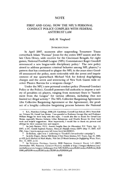 FIRST AND GOAL: HOW THE NFL`S PERSONAL CONDUCT