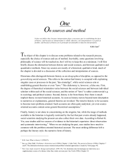 Chapter 1: On sources and method