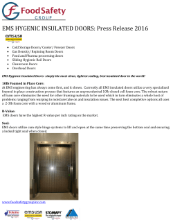 EMS HYGENIC INSULATED DOORS: Press Release 2016