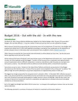 Budget 2016 - Out with the old - In with the new