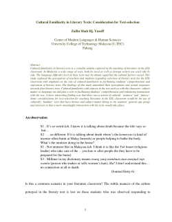 CULTURAL FAMILIARITY IN LITERARY TEXTS: