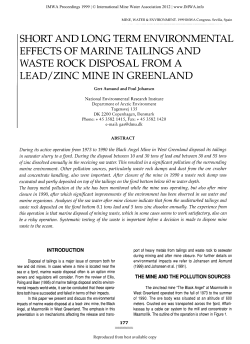 Short and Long Term Environmental Effects of Marine Tailings and