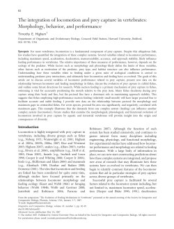 The integration of locomotion and prey capture in vertebrates