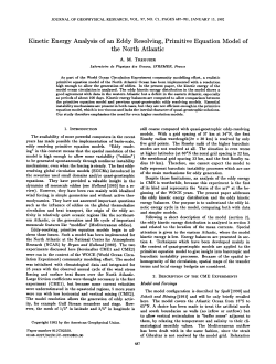 Kinetic Energy Analysis of an Eddy Resolving, Primitive Equation