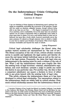 On the Indeterminacy Crisis: Critiquing Critical