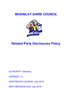 MCKINLAY SHIRE COUNCIL Related Party Disclosures Policy