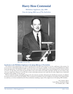 Harry Hess Centennial - Princeton University