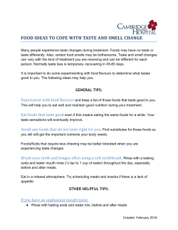 Food Ideas to Cope with Taste and Smell Change