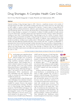Drug Shortages: A Complex Health Care Crisis