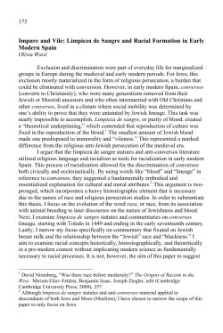 Impure and Vile: Limpieza de Sangre and Racial Formation in Early