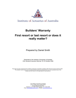 Builders` Warranty First resort or last resort or does it really matter?