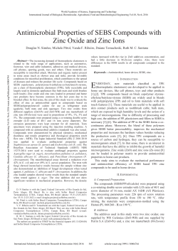 Antimicrobial Properties of SEBS Compounds with Zinc Oxide and