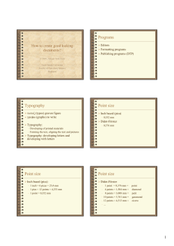 Programs Typography Point size Point size Point size