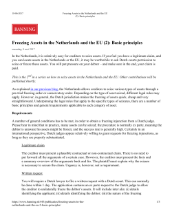 Freezing Assets in the Netherlands and the EU (2): Basic principles