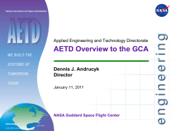 AETD Overview to the GCA - Goddard Contractors Association