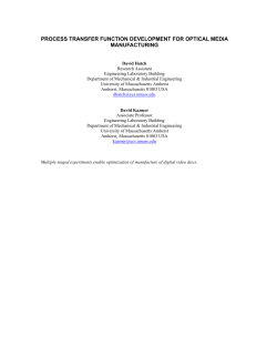 PROCESS TRANSFER FUNCTION DEVELOPMENT FOR OPTICAL
