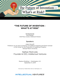 The Future of Invention—What`s at Risk