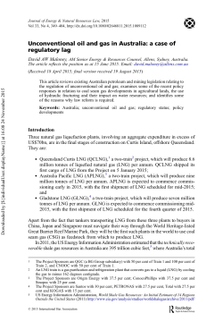 Unconventional oil and gas in Australia: a case of regulatory