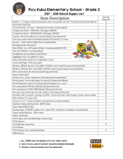 Grade 2 Supply List-rev. 5/17 - Pu`u Kukui Elementary School