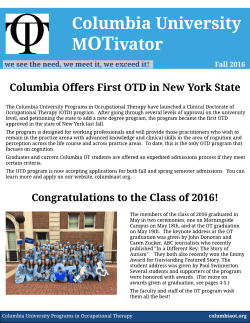 Fall 2016 - Columbia University Programs in Occupational Therapy