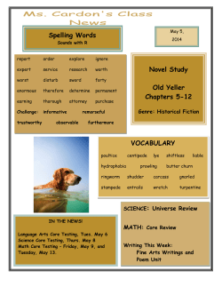 Spelling Words VOCABULARY Novel Study Old Yeller Chapters 5-12