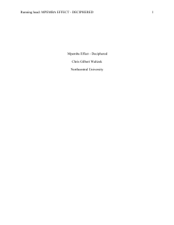 MPEMBA EFFECT - DECIPHERED 1 Mpemba