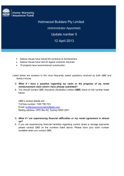 Holmwood Builders Pty Limited Update number 5 12 April 2013