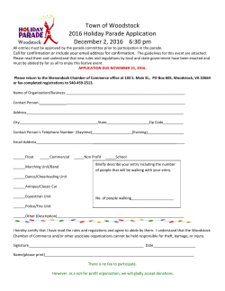 Town of Woodstock 2016 Holiday Parade Application December 2